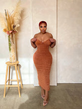 Load image into Gallery viewer, Jessica Rabbit Fuzzy Bustier Dress in Rust