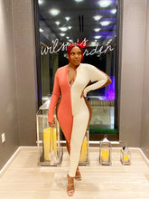 Load image into Gallery viewer, Colorblock Ribbed Jumpsuit in Coral