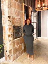 Load image into Gallery viewer, Hooded Maxi Sweater Dress in Charcoal