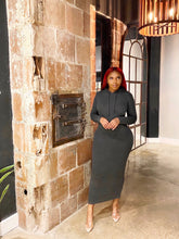 Load image into Gallery viewer, Hooded Maxi Sweater Dress in Charcoal