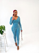 Load image into Gallery viewer, Ibiza Mineral Wash Long Sleeve Jumpsuit in Teal
