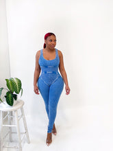 Load image into Gallery viewer, Kenzie Mineral Wash Sleeveless Jumpsuit in Blue
