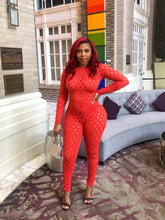 Load image into Gallery viewer, Pumpkin Pie Fishnet Jumpsuit