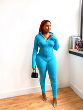 Load image into Gallery viewer, Ribbed Mockneck Jumpsuit w/ Stacked Legs in Teal