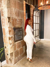 Load image into Gallery viewer, Ribbed Mockneck Jumpsuit w/ Stacked Legs in White