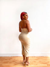 Load image into Gallery viewer, Soulful Strut Leather Midi Dress in Creme