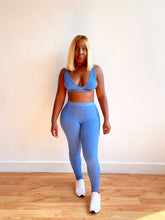 Load image into Gallery viewer, Sporty Bralette & Boxer Brief Legging Set in Denim Blue