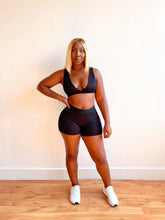 Load image into Gallery viewer, Sporty Bralette & Boxer Brief Short Set in Black