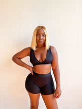 Load image into Gallery viewer, Sporty Bralette & Boxer Brief Short Set in Black