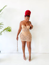 Load image into Gallery viewer, Star Struck Bustier Lace Dress in Nude