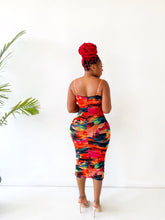 Load image into Gallery viewer, Sunset Ruched Midi Dress