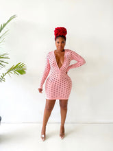 Load image into Gallery viewer, Tell All Fishnet Mini Dress in Mauve