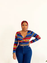 Load image into Gallery viewer, Wrap Up Blouse in Rainbow Stripe