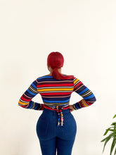 Load image into Gallery viewer, Wrap Up Blouse in Rainbow Stripe