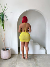 Load image into Gallery viewer, Beaded Crochet Mini Dress in Yellow
