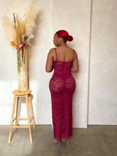 Load image into Gallery viewer, Candy Lace Maxi Dress in Burgundy
