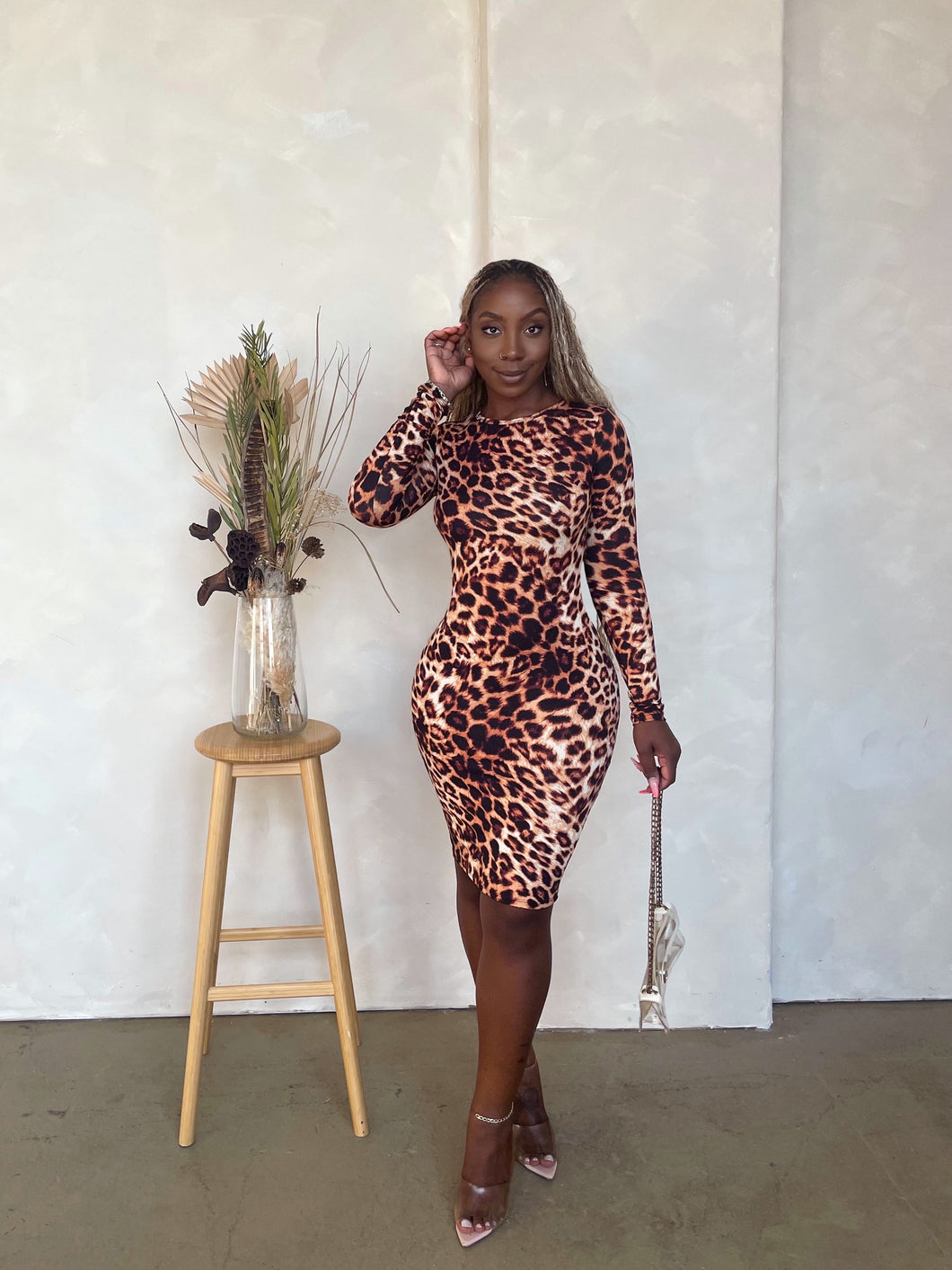 Fierce in Leopard Open Back Midi Dress