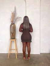 Load image into Gallery viewer, Love Spell Lace Mini Dress in Brown
