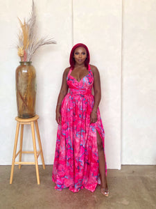 Maria Vibrant Slit Maxi Dress