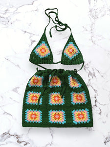 Mosaic Crochet Skirt Set