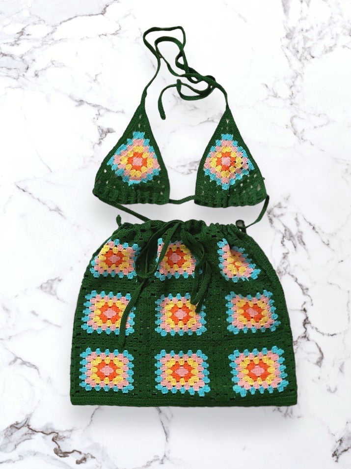 Mosaic Crochet Skirt Set