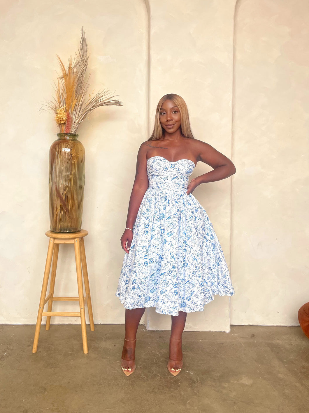 Venice Floral Strapless Dress