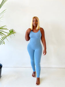 Basic Spaghetti Strap Jumpsuit in Denim Blue