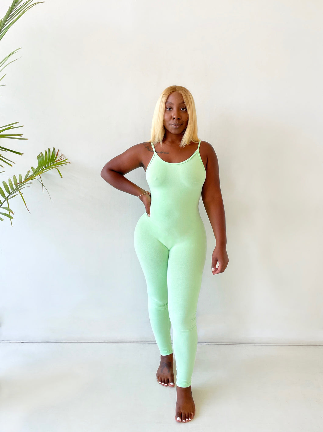 Basic Spaghetti Strap Jumpsuit in Mint