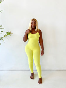 Basic Spaghetti Strap Jumpsuit in Yellow