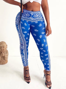 Blue Bandana Leggings