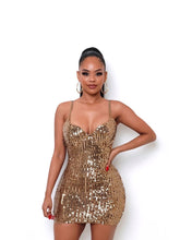 Load image into Gallery viewer, Bronze Sequin Mermaid Dress
