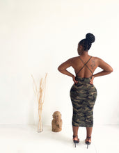 Load image into Gallery viewer, Camo Cross Back Midi Dress
