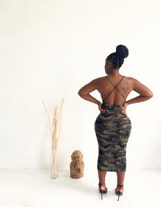 Camo Cross Back Midi Dress