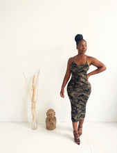 Load image into Gallery viewer, Camo Cross Back Midi Dress
