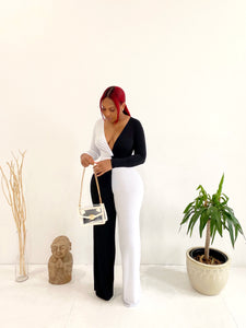 Deep V Colorblock Jumpsuit