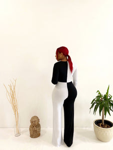 Deep V Colorblock Jumpsuit