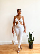 Load image into Gallery viewer, Drawn In Ribbed Cutout Jumpsuit in White
