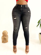 Load image into Gallery viewer, Fade to Black Distressed Skinny Jeans
