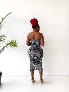 Fan Base Zebra Midi Dress