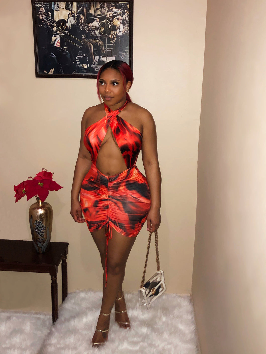 Fire Ting Mini Ruched Dress