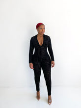 Load image into Gallery viewer, Greca Velvet Jumpsuit in Black
