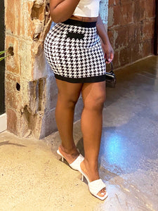 Houndstooth Bandage Mini Skirt