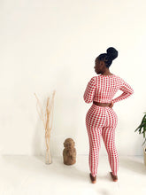 Load image into Gallery viewer, Long Sleeve Gingham Legging Set in Red
