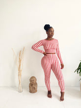 Load image into Gallery viewer, Long Sleeve Gingham Legging Set in Red
