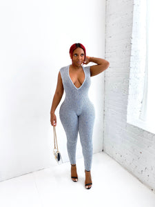 Maybe It's Knitted Jumpsuit in Gray