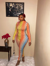 Load image into Gallery viewer, Rainbow Ombre Net Jumpsuit
