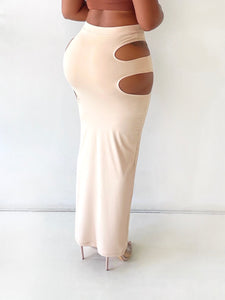 Slit Up Maxi Skirt in Beige