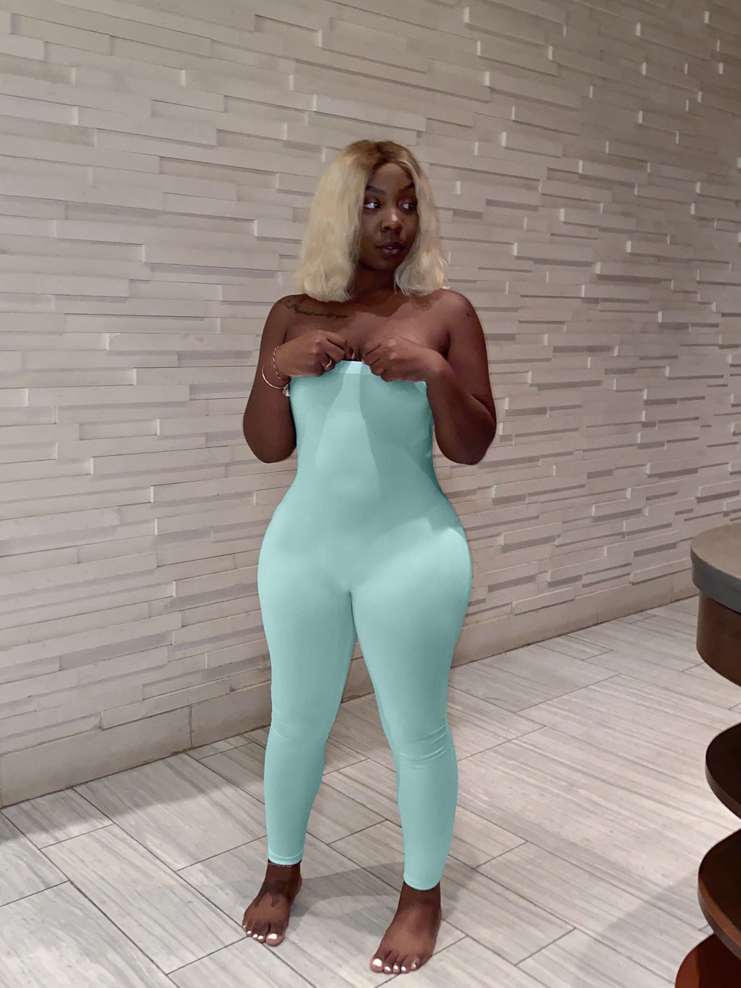 Solid Tube Jumpsuit in Mint