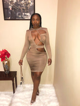 Load image into Gallery viewer, Too Much For You Ruched Cutout Dress in Nude
