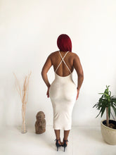 Load image into Gallery viewer, Velvet Lines Cross Back Dress in Ivory
